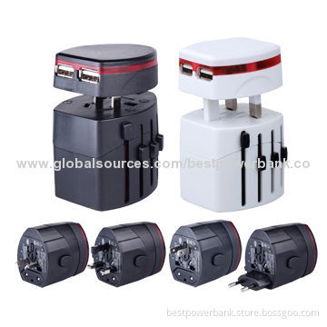 2,100mA Dual USB Ports Mobile Phone Universal Travel Adapters, Multi-plug UK/EU/AU/US Plugs